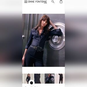 Anne Fontaine Black Sleek Women’s Shirt With 3/4 Sleeves Front Button Sz42 US 10